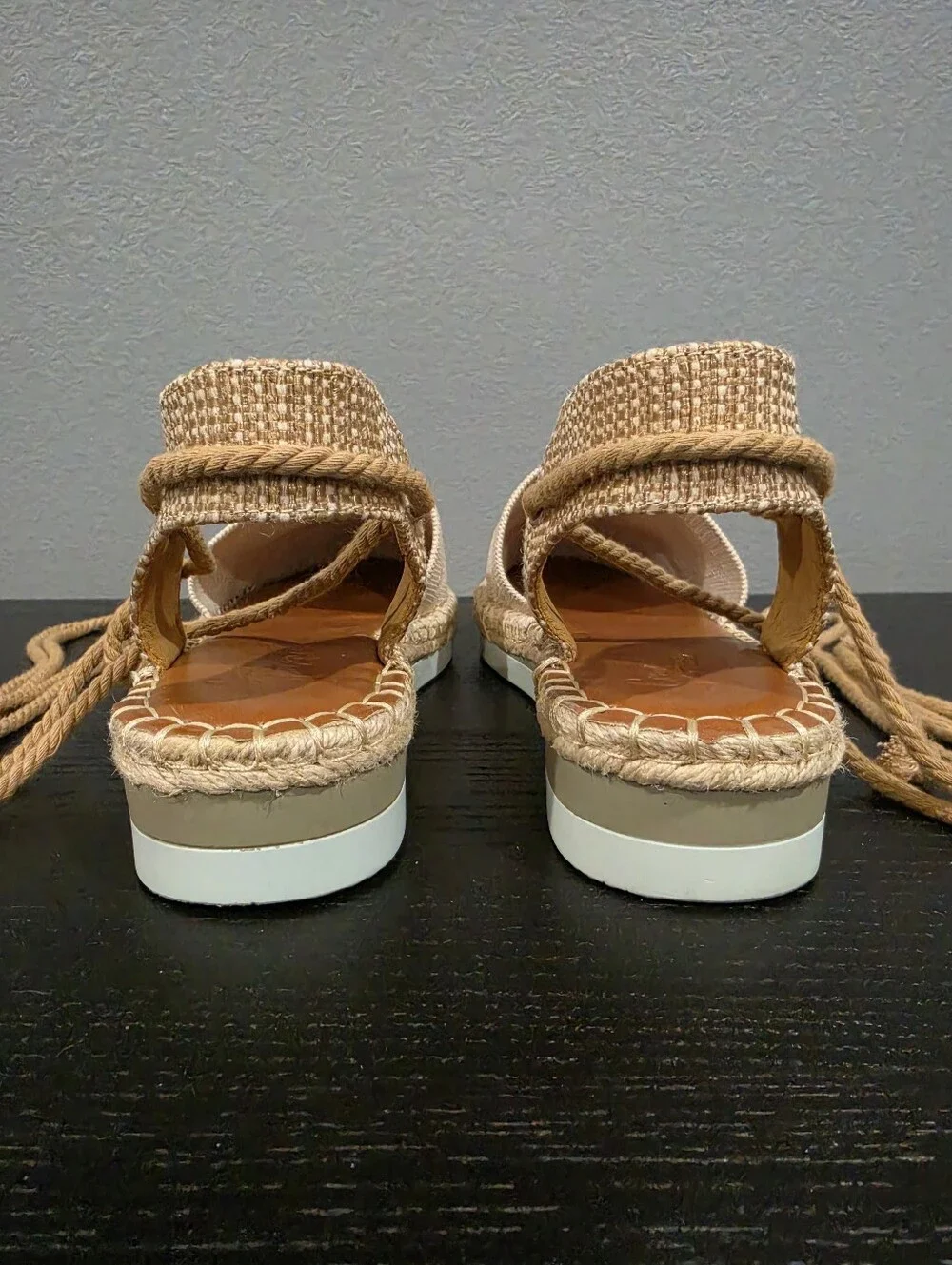CROWN VINTAGE Brialle Ankle-Tie Espadrilles - Cream Summer Vacation Sandals